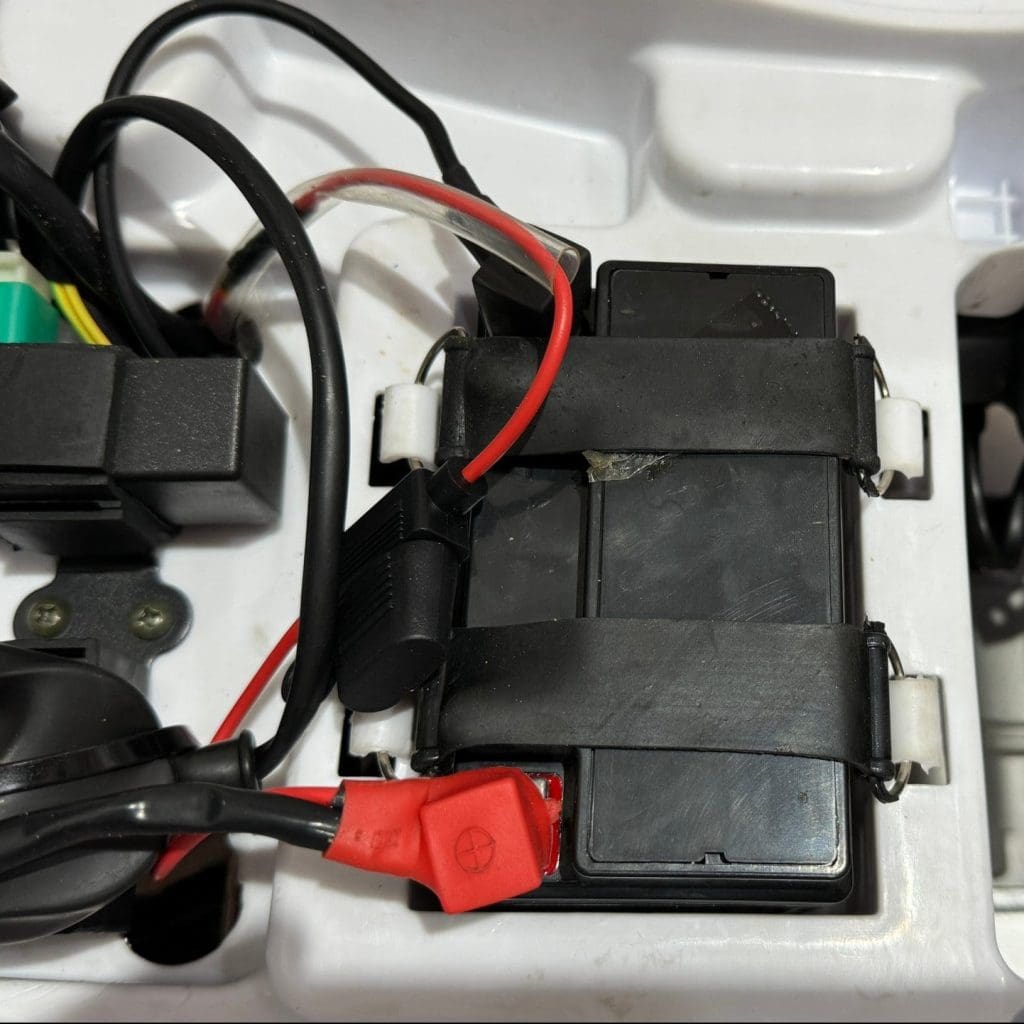 Close-up of quad bike battery